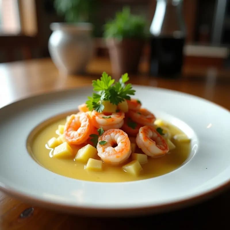 Ceviche de Camarones y Piña con Leche de Coco: Receta Mexicana Tropical