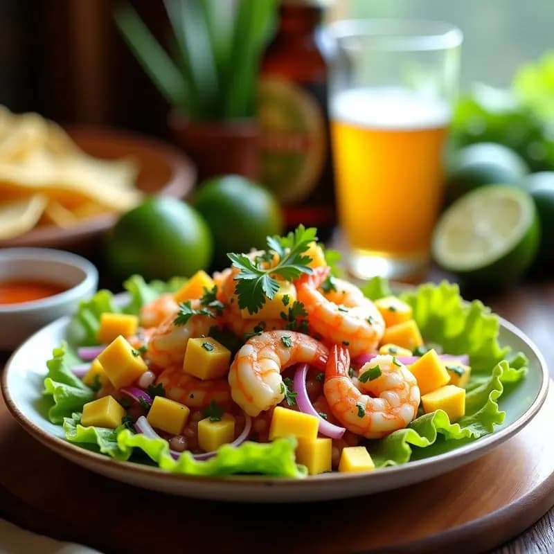 Ceviche de Camerón al Limón con Aguacate y Mango: Receta Mexicana Fresca y Picante
