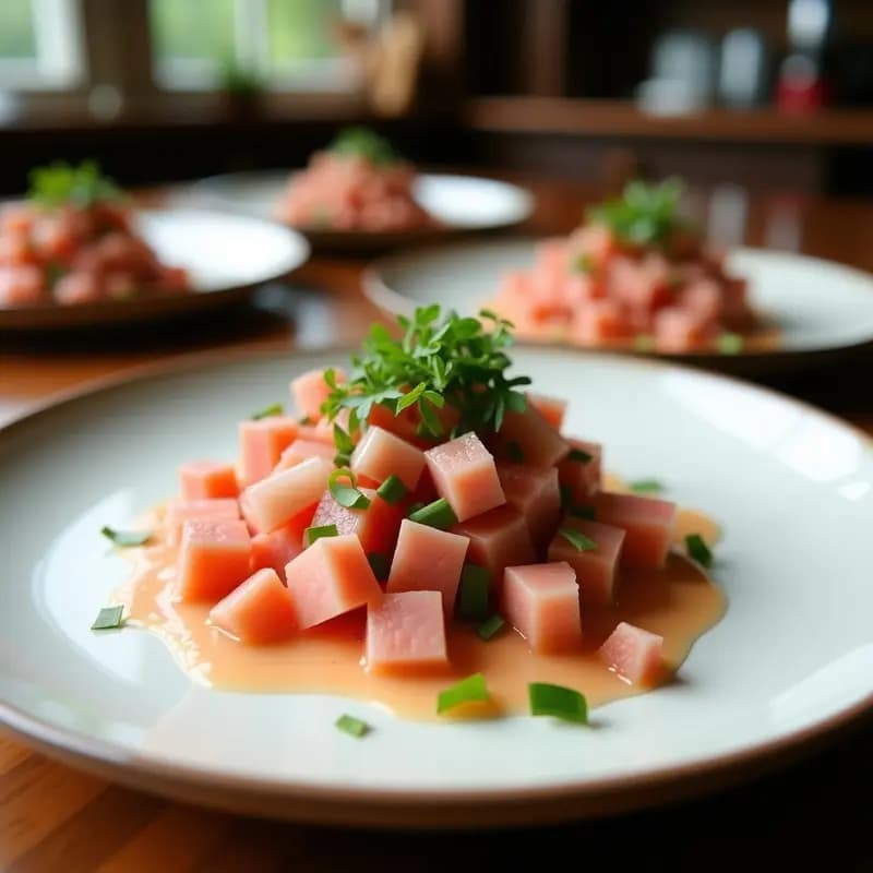 Ceviche de Coral de Atún y Leche de Coco: Receta Peruana con Toque Asiático