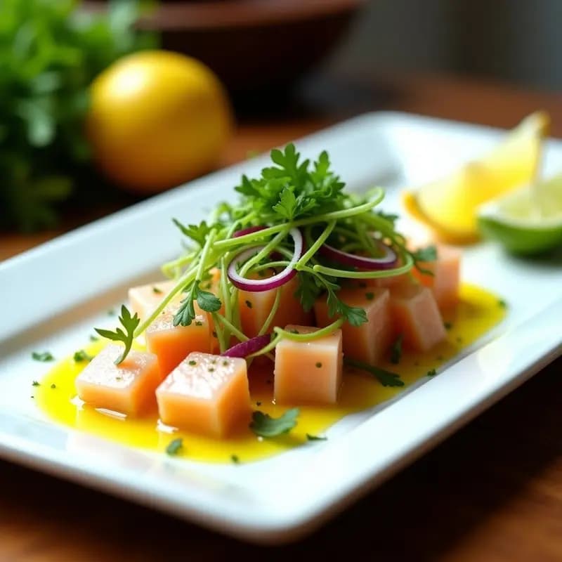 Ceviche de Dorada con Lechuga de Mar y Aceite de Oliva: Receta Peruana Fresca y Ligera
