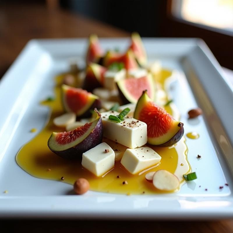 Ceiche de Higos y Queso de Cabra con Vinagreta de Miel y Mostaza: Receta Dulce-Salada en 10 Minutos