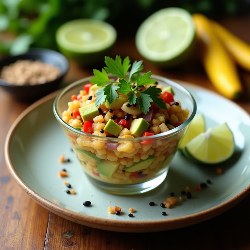 Ceviche de Hongos Shimeji y epazote con Aguacate: Receta Vegana de Fusión Mexicana-Japonesa