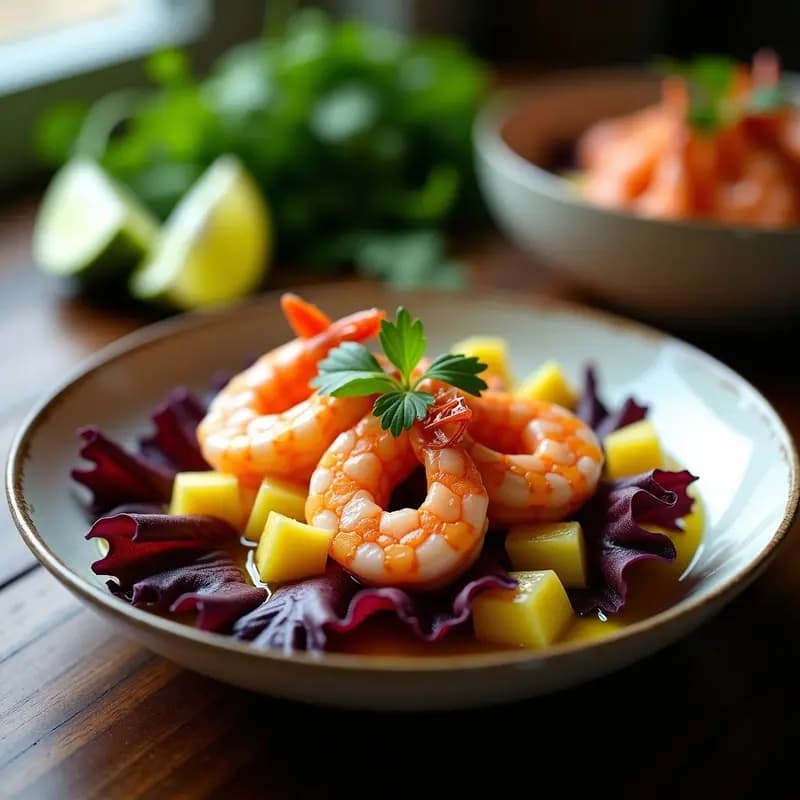 Ceviche Peruano de Langostinos con Leche de Tigre y Camote: Receta Fresca y Alta en Omega-3