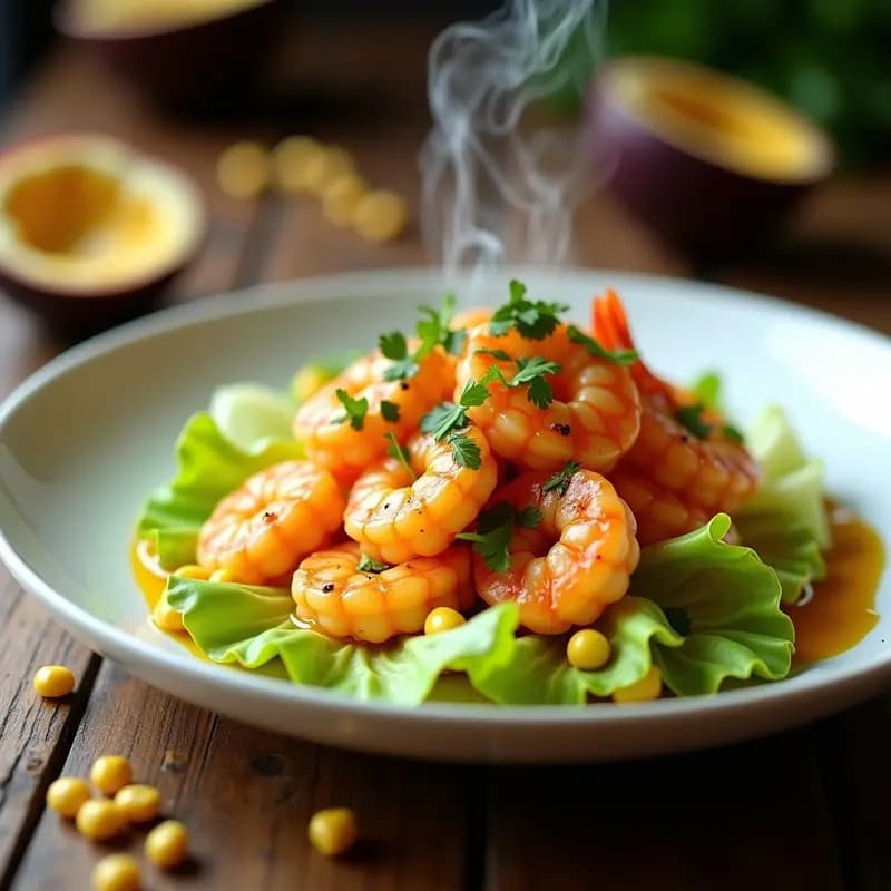 Ceviche de Langostinos con Salsa de Maracuyá: Receta Peruana Fusion con Toque Ácido