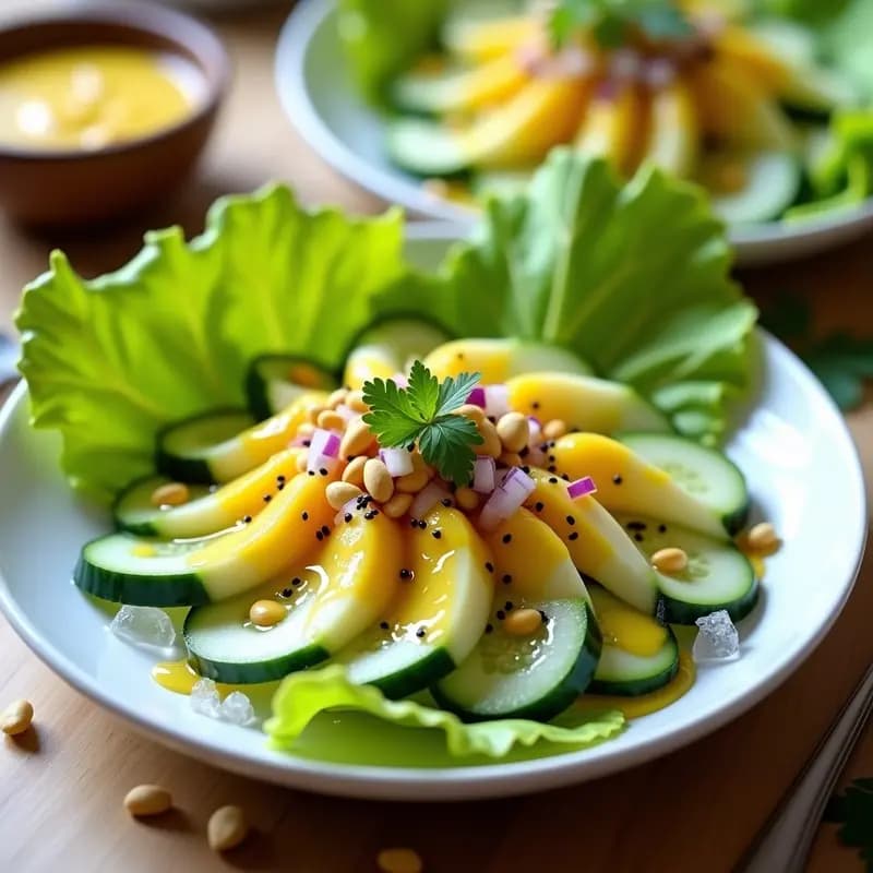 Ceviche de Mango Verde y Pepino con Tiger Milk de Maracuyá: Receta Vegana y Refrescante