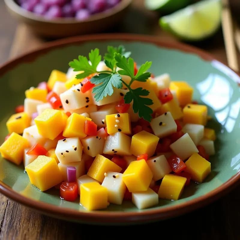 Ceiche de Mango y Pescado Blanco: Receta Peruana Fusion con Toque Cítrico