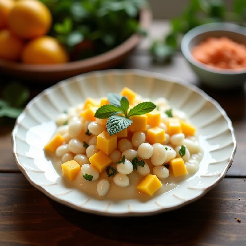 Ceviche de Palmito y Mango con Leche de Coco: Receta Turca Vegana Sin Cocción