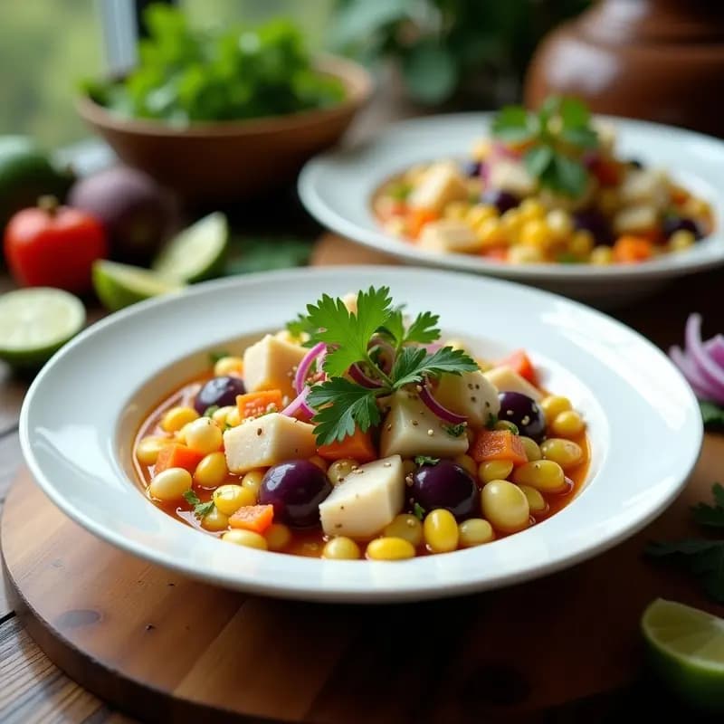 Ceviche Peruano de Pescado con Maíz y Camote: Plato Fresco y Picante en 20 Minutos