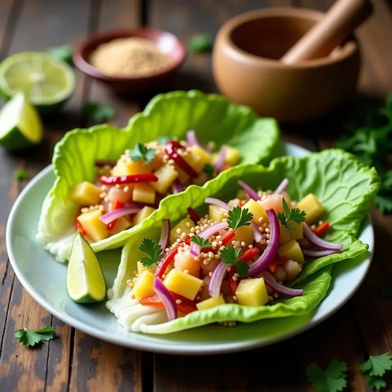 Ceviche de Piña y Jicama con Chile de Árbol: Entrante Mexicano 100% Vegano y Picante