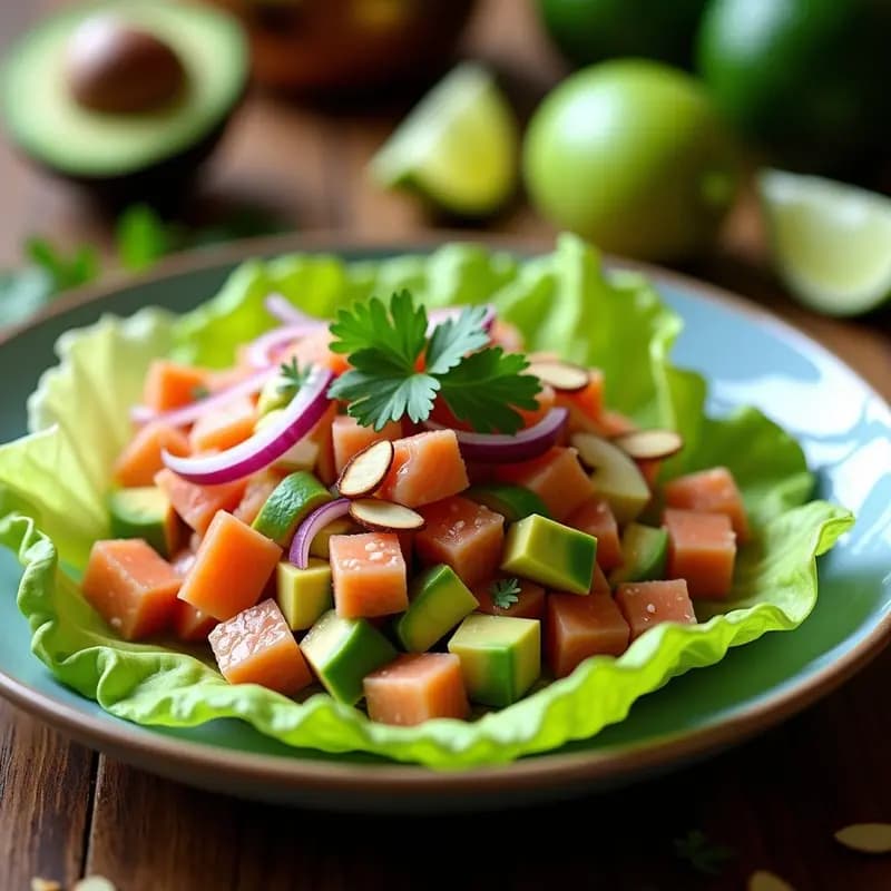 Ceviche de Salmón y Aguacate con Limón Verde: Receta Mexicana Keto y Sin Lactosa