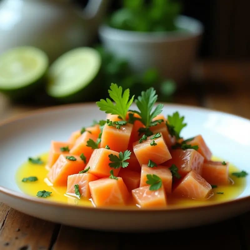 Ceiche de Salmón con Maracuyá y Cilantro: Receta Peruana Keto y Sin Carbohidratos