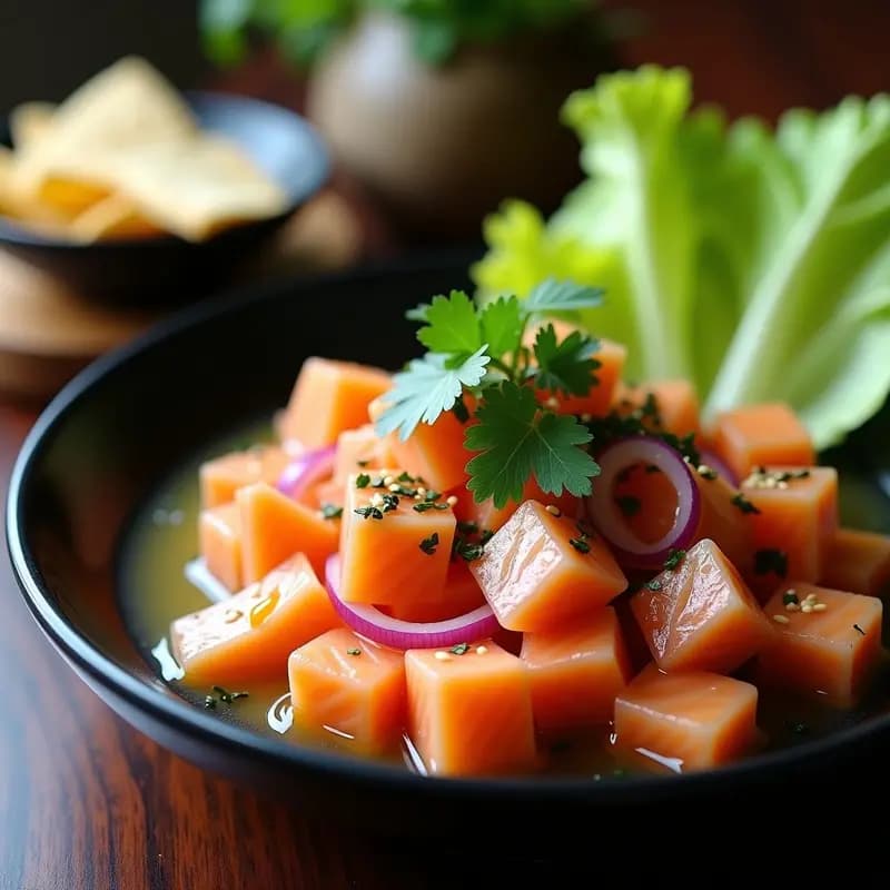 Ceviche de Salmón y Maracuyá con Leche de Tigre: Receta Peruana-Japonesa Fusion y Fresca