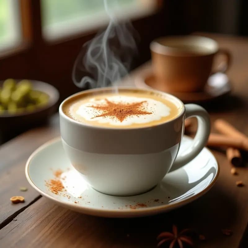 Chai Latte Indio: Bebida Especiada de Té Negro con Leche de Almendra y Cardamomo