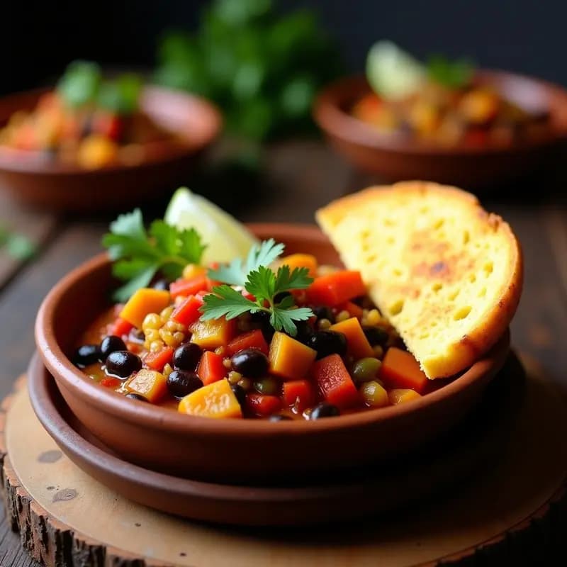 Chakalaka con Frijoles Negros y Pan de Maíz: Receta Sudafricana Vegana y Alta en Fibra