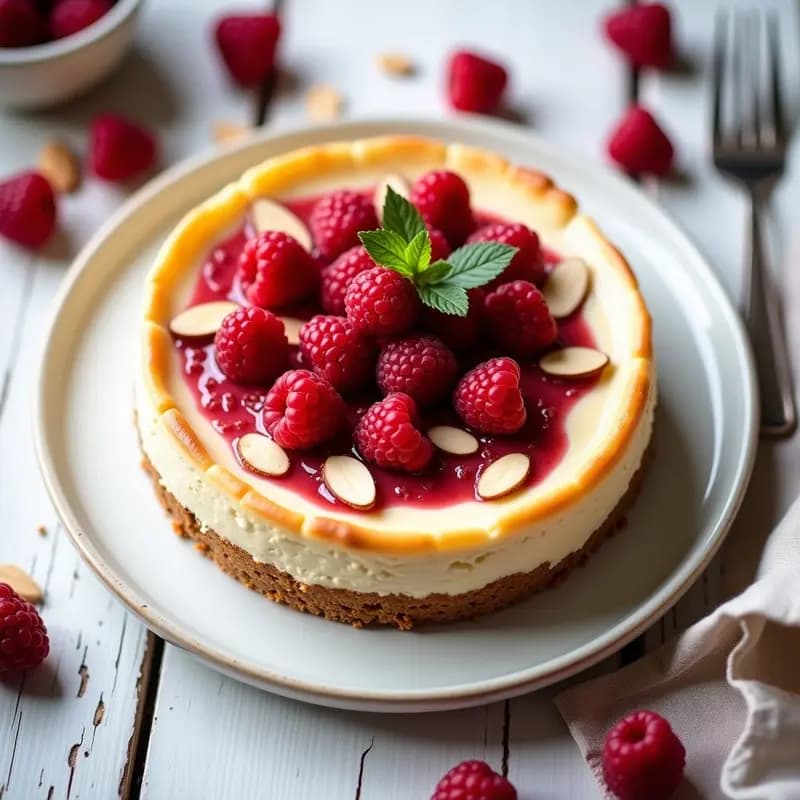 Cheesecake de Frambuesas y Almendras Sin Horno: Postre Francés Keto