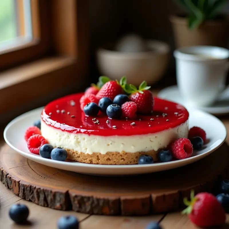 Cheesecake de Frutos Rojos y Base de Almendra: Postre Keto y Sin Gluten en 30 Minutos