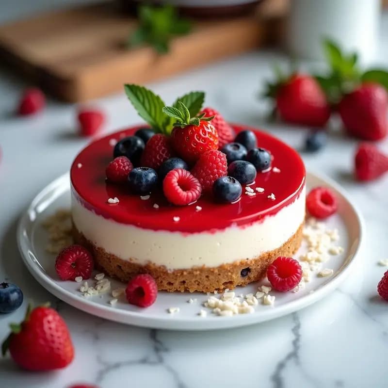 Cheesecake de Frutos Rojos sin Horno: Postre Americano Ultra Ligero