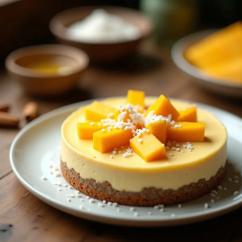 Cheesecake de Mango y Chía: Postre indio vegano sin horno y sin azúcar