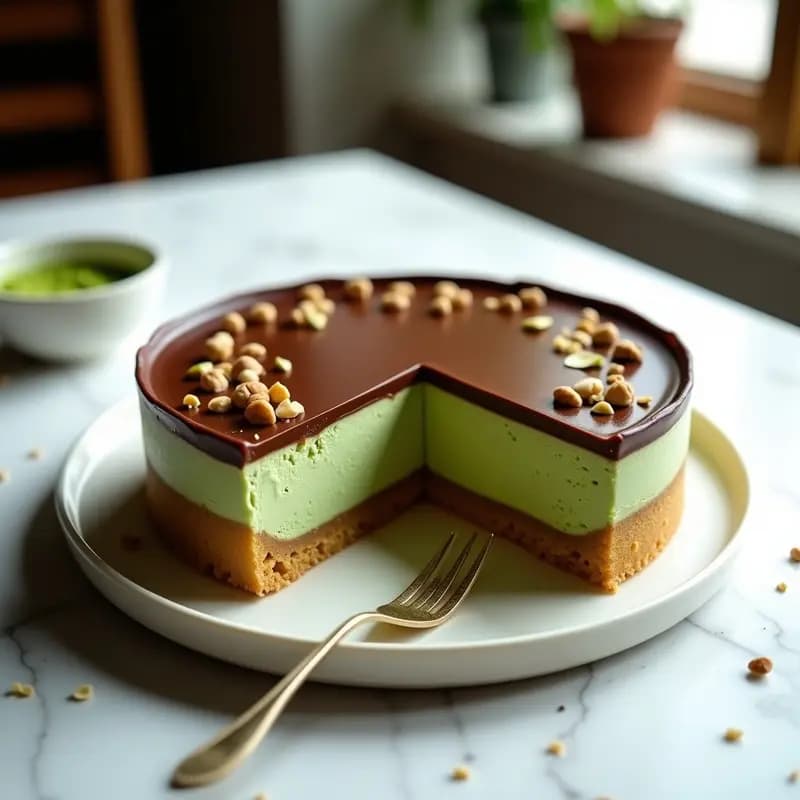 Cheesecake de Matcha y Nutella: Postre Fusion Japonés-Italiano Sin Horno