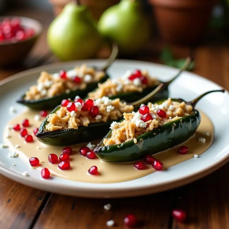 Chiles en Nogada: Receta Mexicana Festiva de Poblano Relleno y Salsa de Nueces