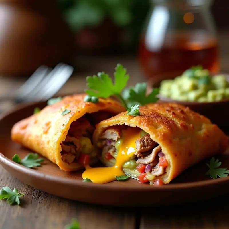 Chimichanga de Carne Asada con Queso Monterey Jack y Guacamole: El Burrito Frito que no Podrás Resistir