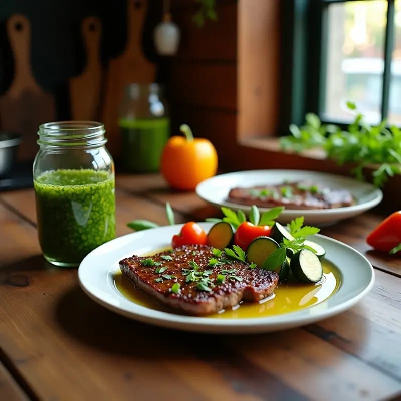 Chimichurri de Perejil y Vinagre de Manzana: Salsa Argentina para Carnes y Veganos