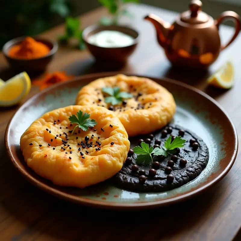 Ch holes Bhature con Puré de Garbanzos Negros: Receta India de Desayuno en Airfryer