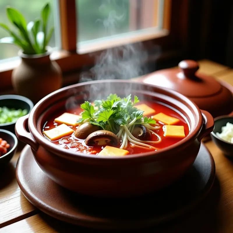 Chongqing Hot Pot con Tofu y Setas: Receta China Picante y Reconfortante