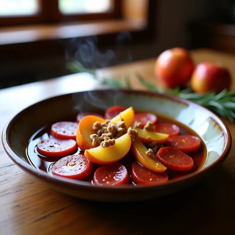 Chorizo a la Sidra con Manzana Asada: Receta Asturiana en Olla Exprés con Toque Dulce