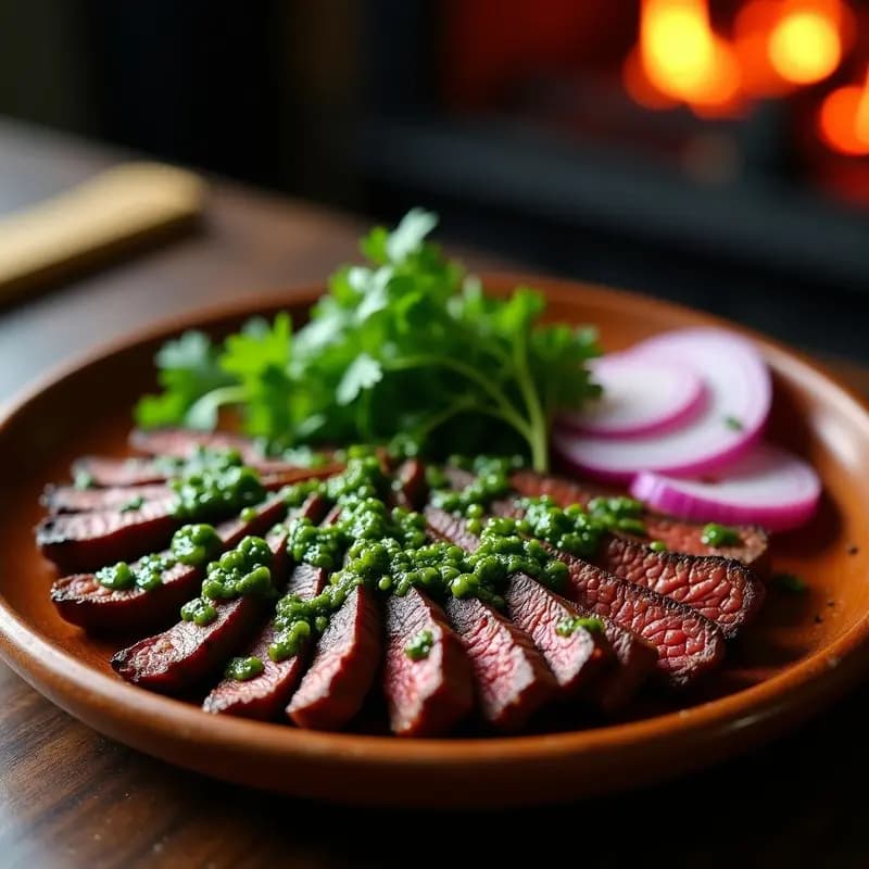 Churrasco de Ternera con Chimichurri de Cilantro y Ajo: Receta Argentina Tradicional