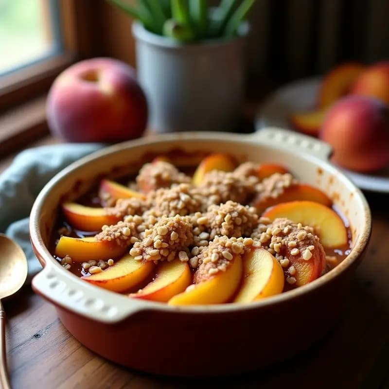 Cobbler de Durazno y Avena: Postre Americano Sin Azúcar con Endulzante de Eritritol