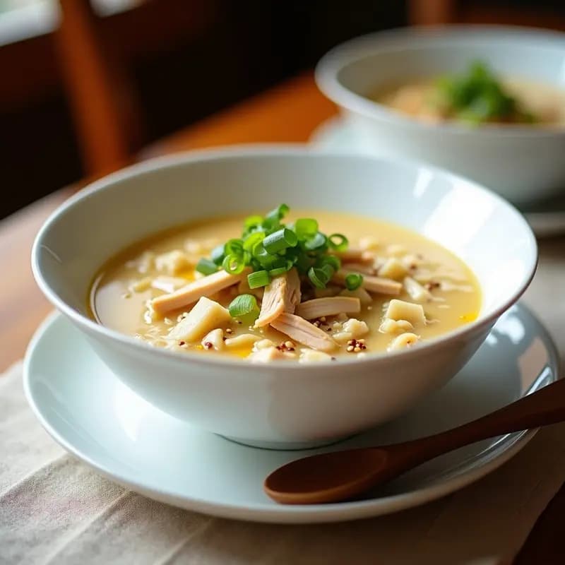 Congee Chino de Pollo y Jengibre: Receta Reconfortante para Desayunos o Cenas Ligeras