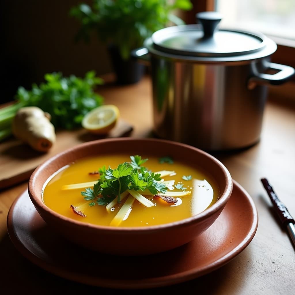 Consomé de Huesos de Buey con Jengibre y Limoncillo: Receta Mexicana Keto en Olla Exprés