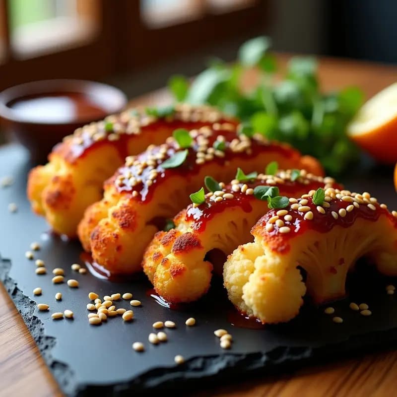 Costillas de Coliflor con BBQ Vegana y Sésamo: Receta en Airfryer para Vegetarianos