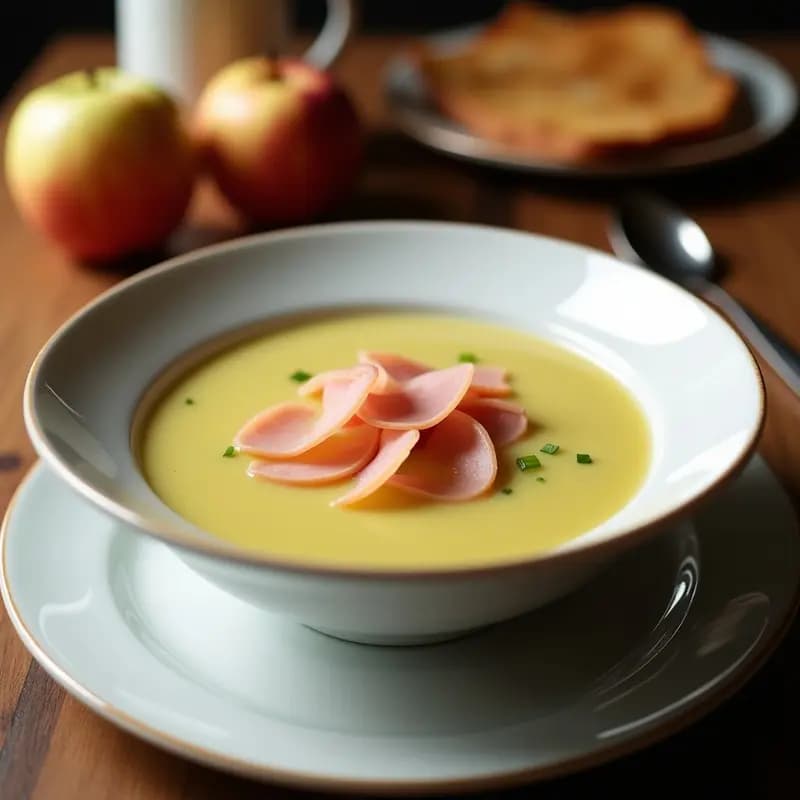 Crema de Apio y Manzana con Virutas de Nuevo de Jamón Serrano: Sopa Española Sin Lactosa