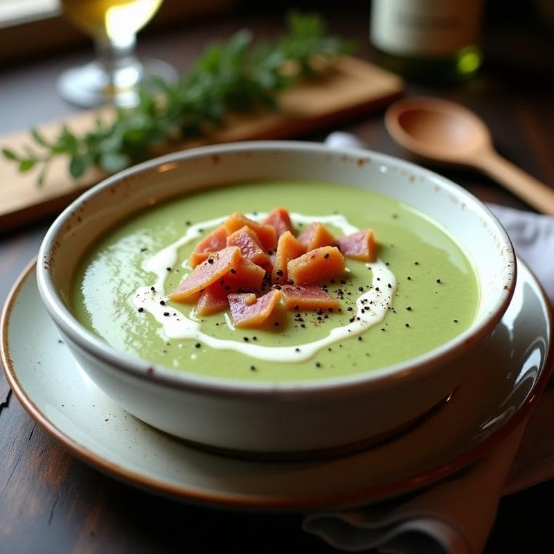 Crema de Brócoli y Queso Azul con Crujiente de Jamón: Receta Francesa en Thermomix