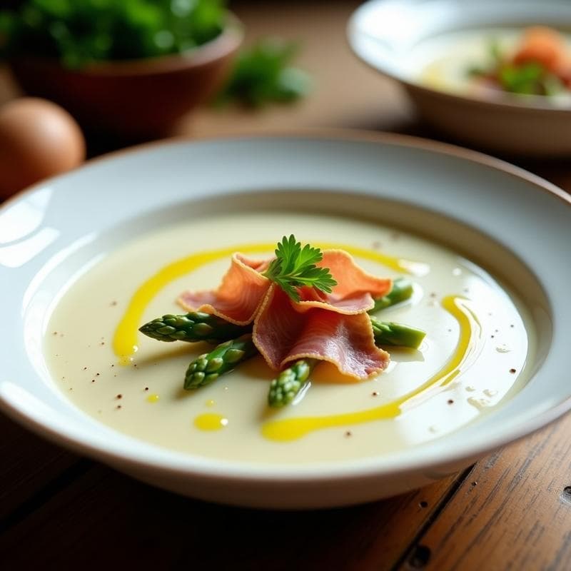 Crema de Espárragos Blancos con Virutas de Jamón Serrano: Receta en Thermomix Ultracremosa