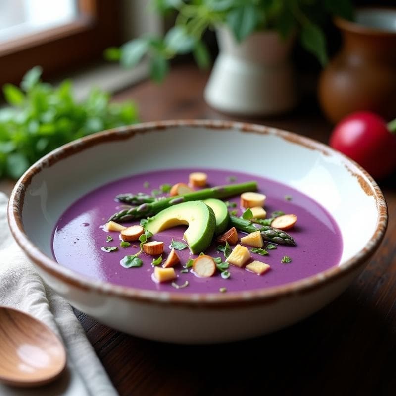 Crema de Espárragos Morados y Almendras: Sopa Antiinflamatoria Keto en Thermomix