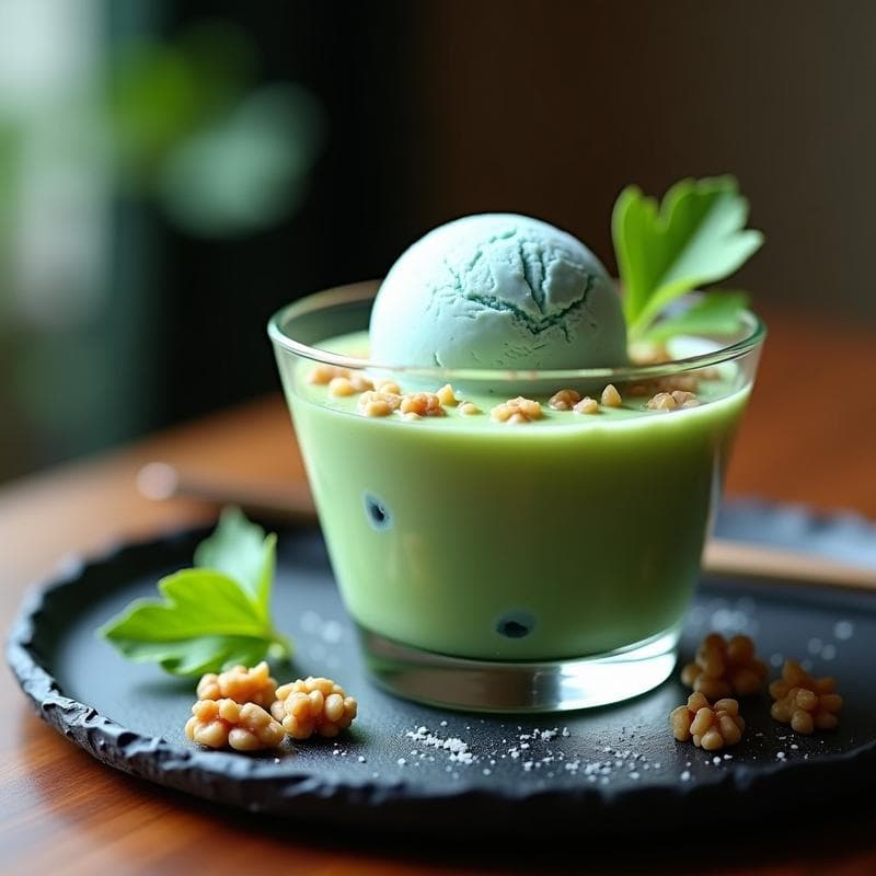 Crema Fría de Espinacas con Helado de Queso Azul: Entrante Gourmet con Contraste de Temperaturas