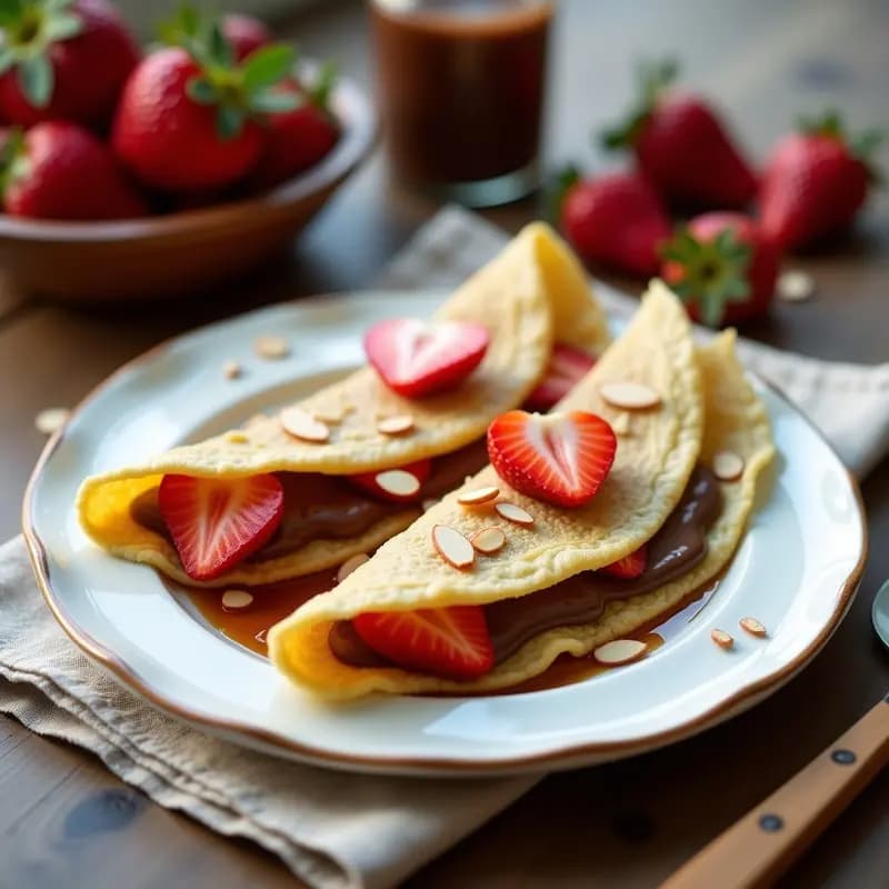 Crepes Franceses de Nutella y Fresas: Postre Dulce para Desayunos o Meriendas