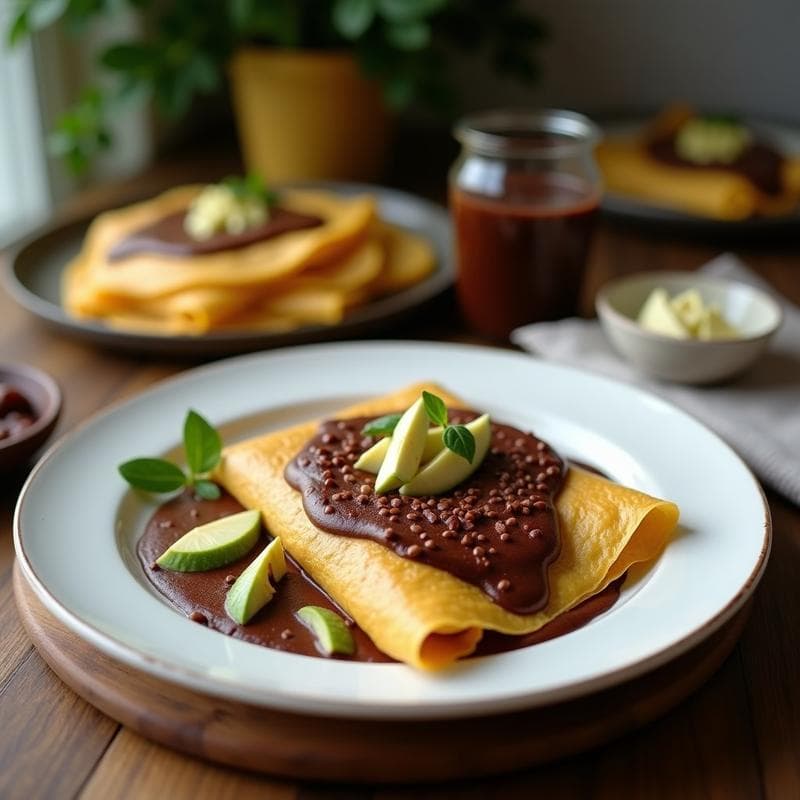 Crepes de Harina de Castaña con Crema de Chocolate Avocado: Desayuno Keto Sin Horno