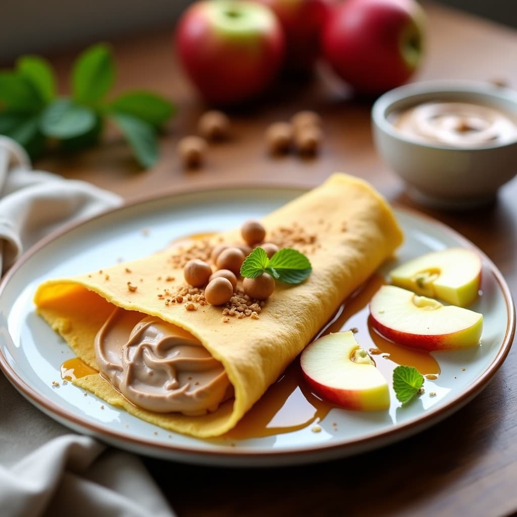 Crepes de Harina de Guisante con Crema de Avellanas: Desayuno Vegano y Alta en Fibra