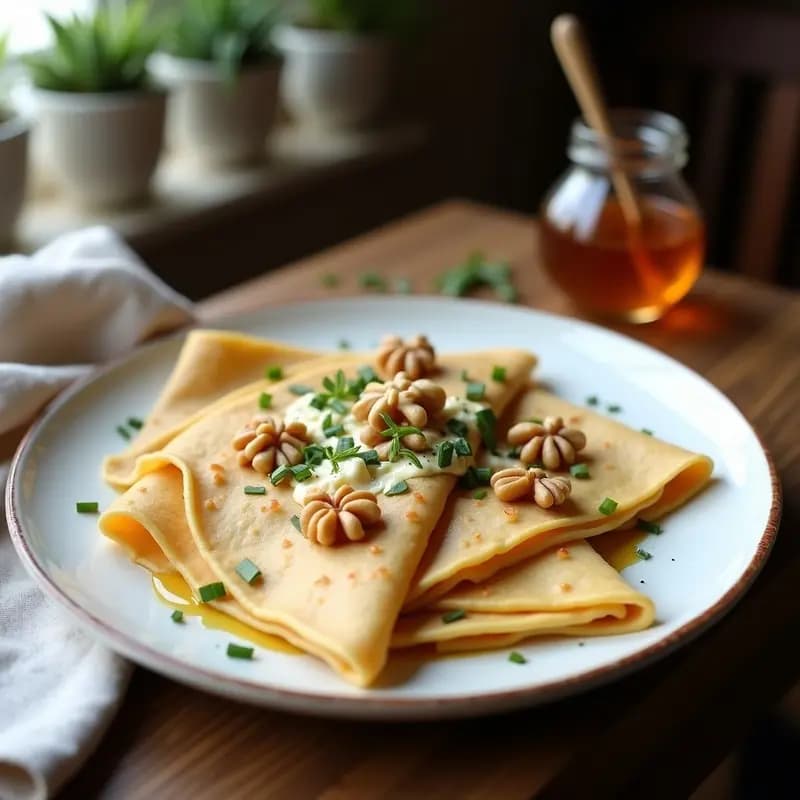 Crepes Francesas de Harina de Sarraceno y Queso de Cabra: Receta Sin Gluten para Desayuno