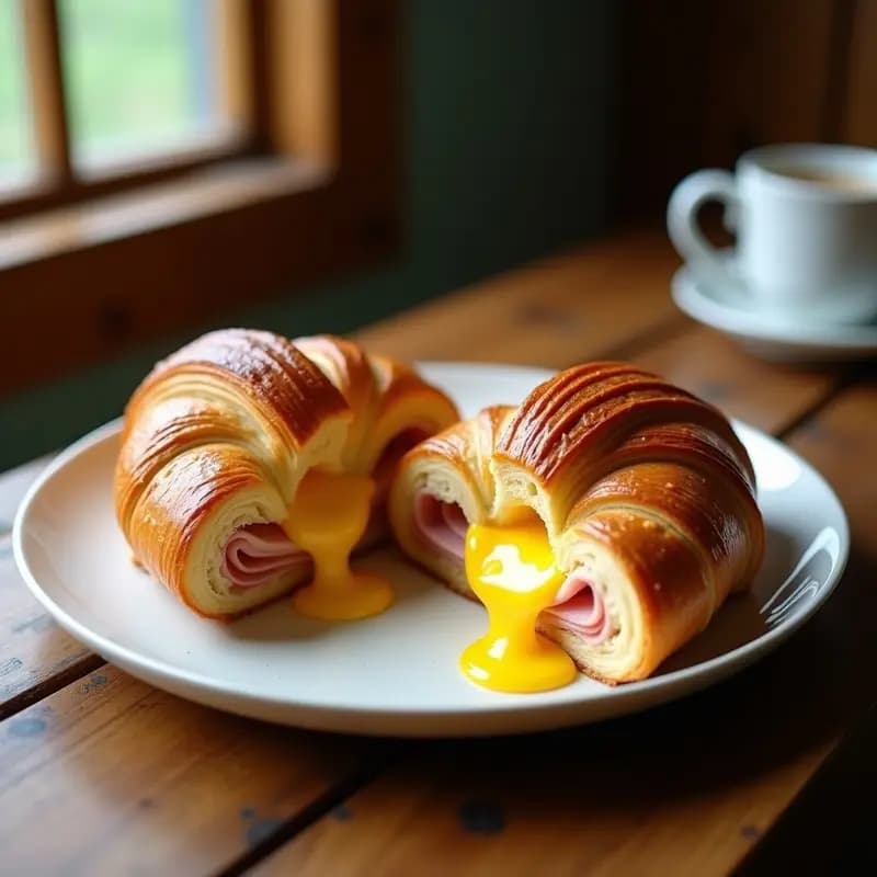 Croissant Relleno de Jamón York y Queso Emmental: Receta Francesa para Desayunar