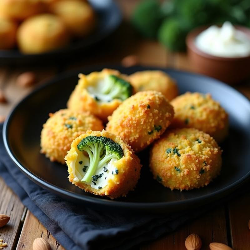 Croquetas de Brócoli y Queso Azul con Migas de Almendra: Receta Española Gourmet en Airfryer