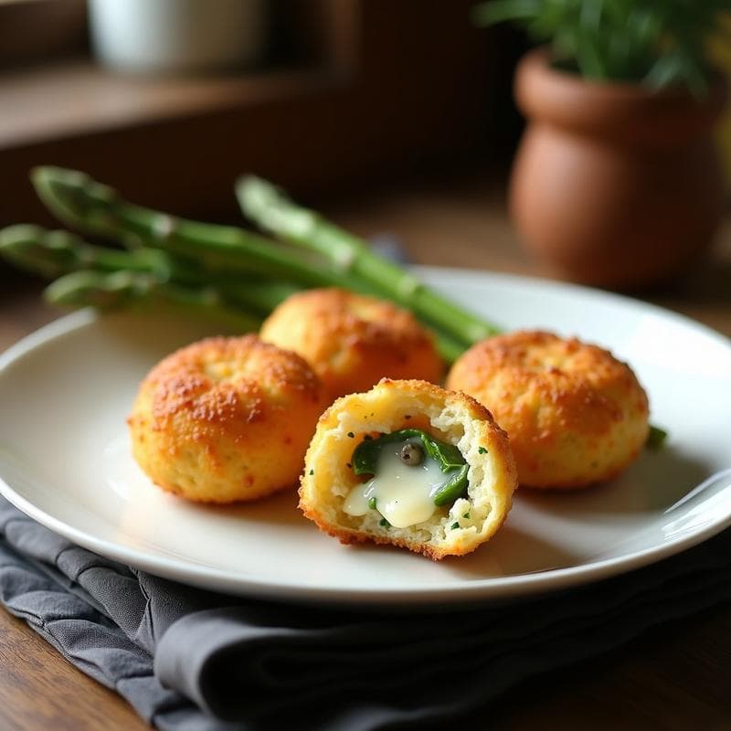 Croquetas de Espárragos y Queso Azul con Bechamel de almendras: Receta Sin Gluten en Airfryer