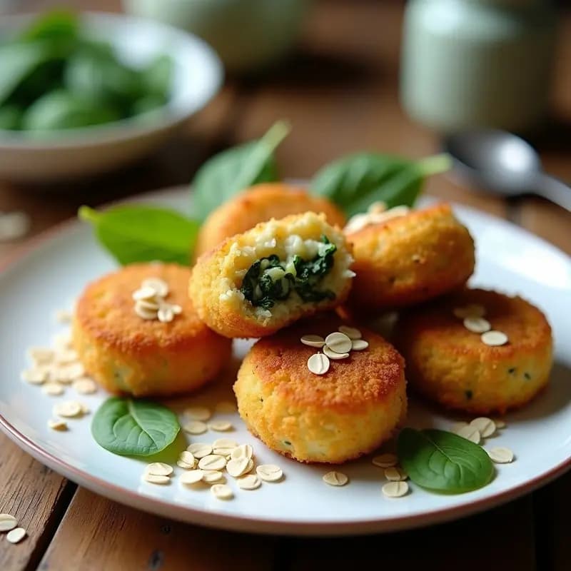 Croquetas de Espinacas y Queso de Anacardos con Cobertura de Avena: Receta Vegana para Tupper