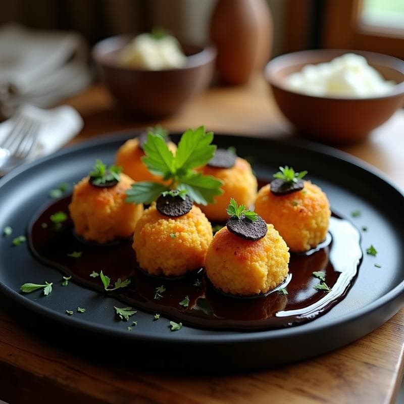 Croquetas de Quinoa y Hongos Shiitake con Salsa de Trufa: Receta Vegana Gourmet