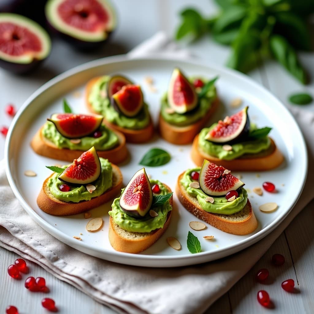 Crostini de Pan de Espelta con Crema de Aguacate y Higos Frescos: Aperitivo Italiano Sin Gluten