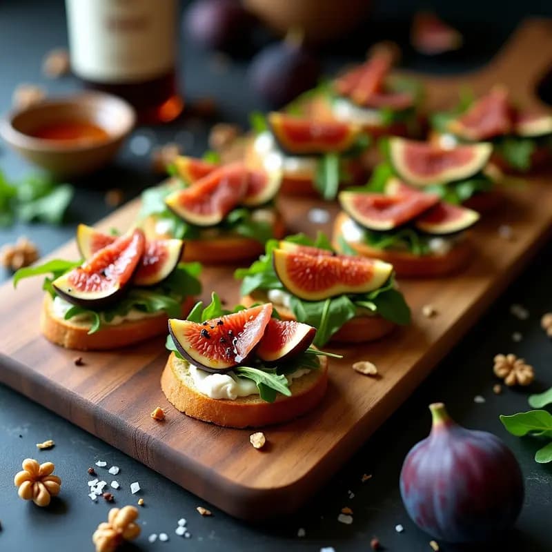 Crostini de rúcula, higos y jamón serrano: Aperitivo italiano gourmet sin horno